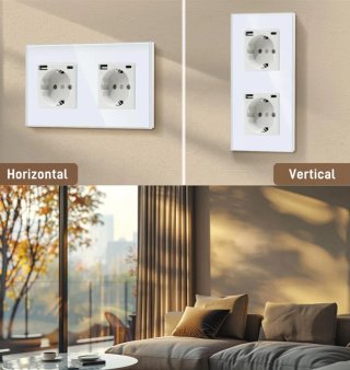 Enchufe Doble Blanco con USB-A y USB-C BSEED