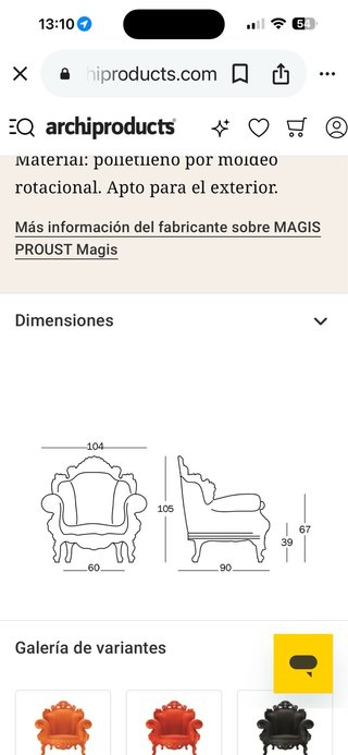Sillón Magis Proust Naranja PVC