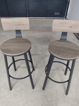 2 Taburetes Altos Madera y Metal