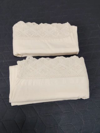 2 Fundas almohada algodón antiguo encaje