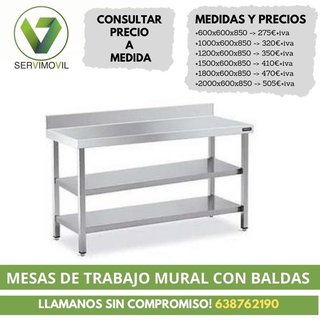 MESA INOXIDABLE SIN BALDA DE FONDO 600