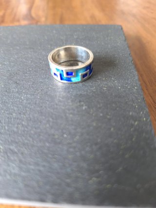 Anillo Plata Diseño Azul