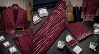 Pantalón de vestir a rayas con pedrería