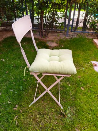 4 Sillas Plegables Exterior con cojines verdes