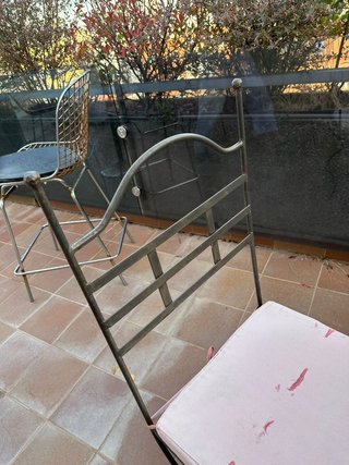 Mesa cristal exterior + 6 sillas