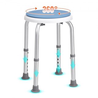 Silla de Ducha Giratoria 360 Grados, Taburete de Ducha de Altura Ajustable, Silla de Baño para Ducha o Bañera, Banco Antideslizante para Ancianos, Discapacitados y Personas con Movilidad Reducida,...
