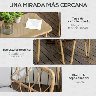 Conjunto de Jardín Ratán Sintético Sofá Doble