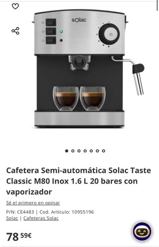 Cafetera Solac M80 Inox Espresso 20 bar