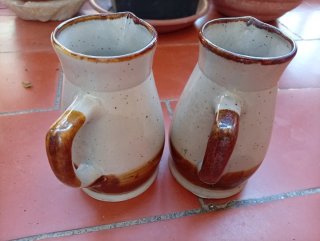2 Jarritas Cerámica Vintage Beige/Marrón