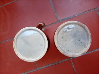 2 Jarritas Cerámica Vintage Beige/Marrón