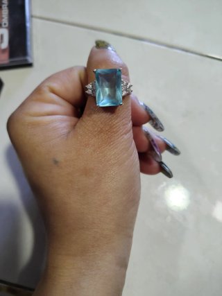 Anillo Plata Cristal Aguamarina