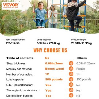 Curso de Obstáculos Ninja Warrior para Niños, 2 x 56 pies de Slacklines a Prueba de Climas, Línea de Mono con Capacidad de Carga de 500 lbs, Equipo de Juego al Aire Libre, Juguetes de Patio, Set d...