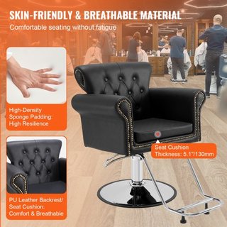 Silla de salón, silla de barbero para estilistas de cabello, silla de estilismo con bomba hidráulica de alta resistencia, silla de salón de cabello giratoria 360° con reposapiés para spa de bellez...