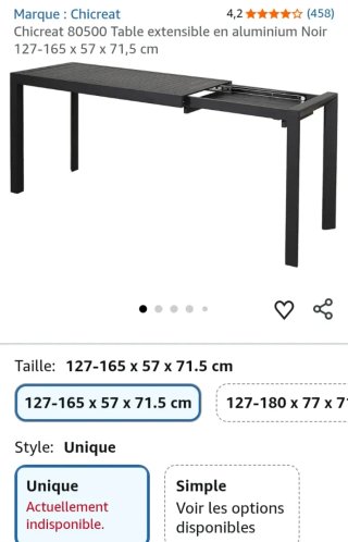 Mesa extensible Chicreat aluminio negra