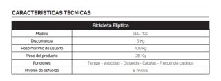 Bicicleta Elíptica FITFIU BELI-120