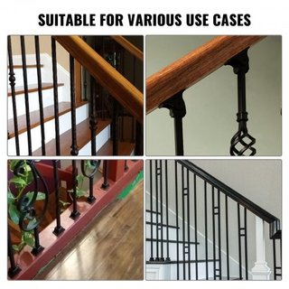 Zapatos de Balustre de Aleación de Aluminio Balustres Cuadrados Balustre Espirales Forjados para Escalera Zapatos Inclinados con Agujeros para Tornillos para Balustres de Escalera de 1/2 Pulgada, ...