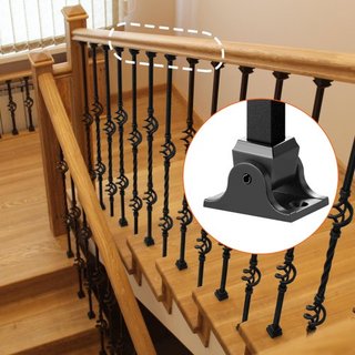Zapatos de Balustre de Aleación de Aluminio Balustres Cuadrados Balustre Espirales Forjados para Escalera Zapatos Inclinados con Agujeros para Tornillos para Balustres de Escalera de 1/2 Pulgada, ...