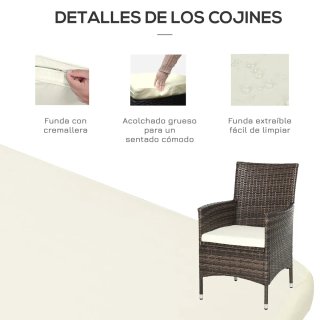 Conjunto Muebles Jardín Ratán Mesa y 2 Sillones