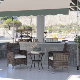 Conjunto Muebles Jardín Ratán Mesa y 2 Sillones