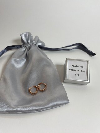 PENDIENTES AROS PLATA DE LEY ORO ROSA CIRCONIA