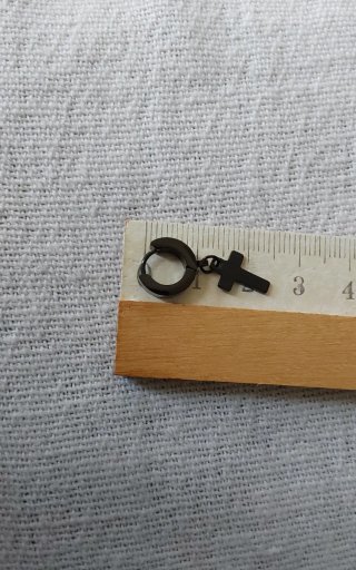 Pendientes aro cruz colgantes negros.Unisex