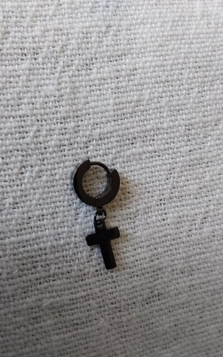 Pendientes aro cruz colgantes negros.Unisex