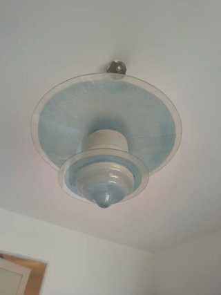 Lámpara Techo Vintage Vidrio Azul