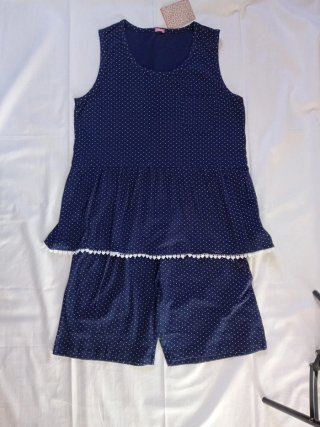 Pigiama Donna IRGE 100% Cotone Blu Pois - Tg. 2XL