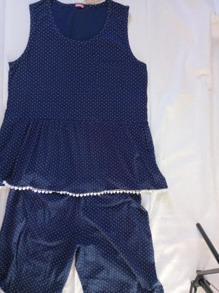 Pigiama Donna IRGE 100% Cotone Blu Pois - Tg. 2XL