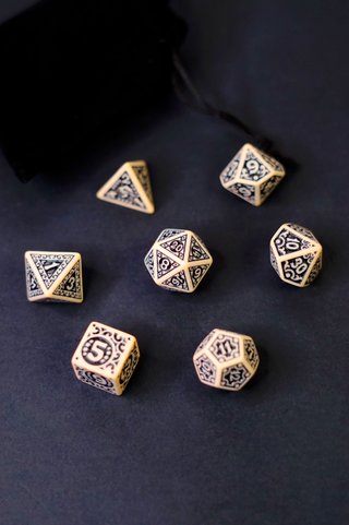 Set 7 Dadi Avorio Gotici • RPG D&D Dice Dados