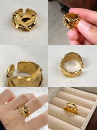 Anillo Plata 925 Baño Oro Ajustable