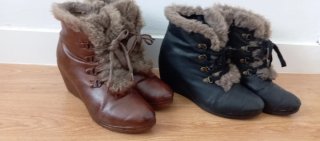 Botines negros con cordones y pelo