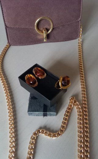 Borsetta marrone con dettaglio dorato
