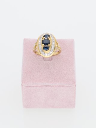 Anello Oro Giallo 18kt Vintage Zaffiri Diamanti