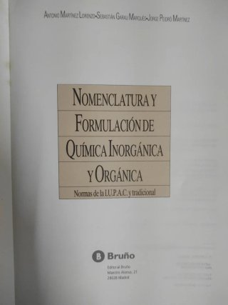 Nomenclatura y Formulación de química inorgánica