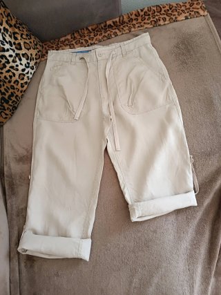 Pantaloni uomo beige gamba larga
