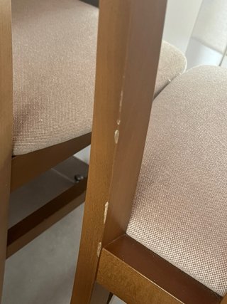 Lote 4 Sillas Madera Tapizadas Beige