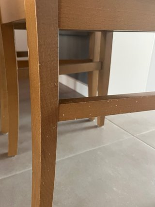 Lote 4 Sillas Madera Tapizadas Beige