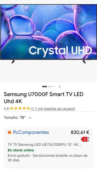TV Samsung Crystal UHD 75 U7000F Nueva