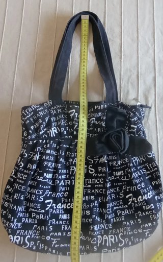 Bolso Negro Paris France con Flor
