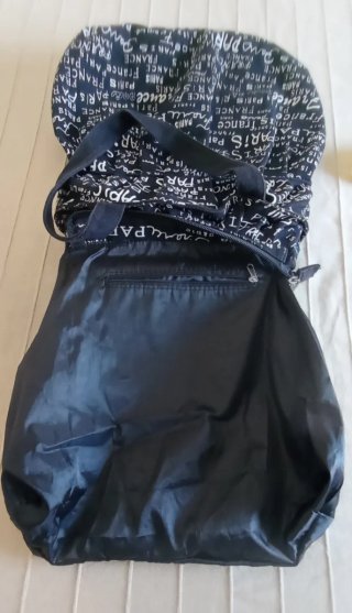 Bolso Negro Paris France con Flor