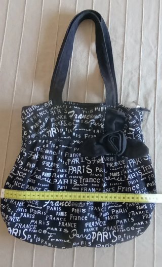 Bolso Negro Paris France con Flor