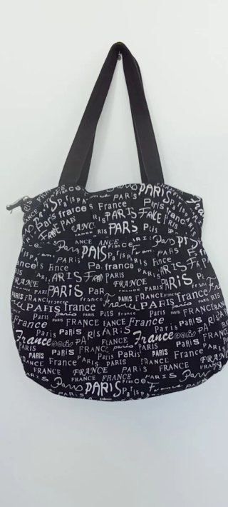 Bolso Negro Paris France con Flor