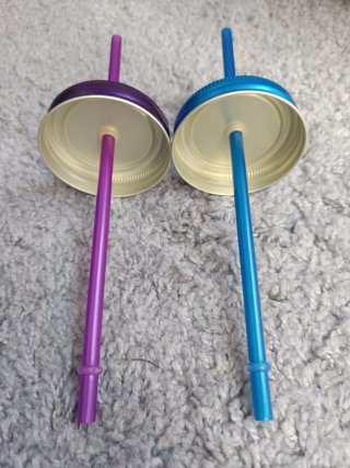 Bicchieri di vetro con cannuccia (2 unità)