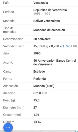 Moneda oro Venezuela 1990 G50B