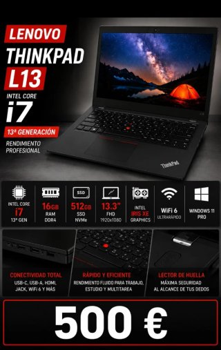 Lenovo Thinkpad L13 i7 13ª Gen 16GB RAM 512GB SSD