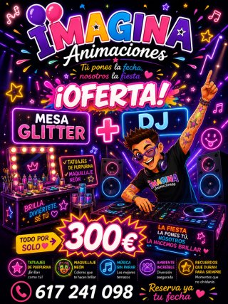 Mesa glitter y dj para eventos