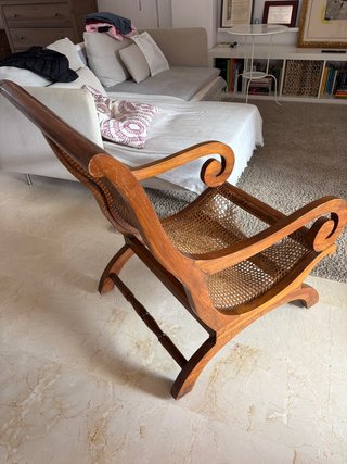 Butaca colonial madera y ratán