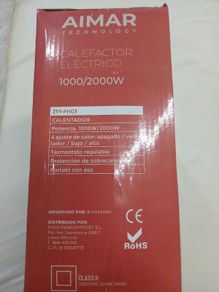 Calefactor Eléctrico AIMAR 1000/2000W