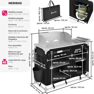 Cocina Camping TecTake Plegable con Bolsa